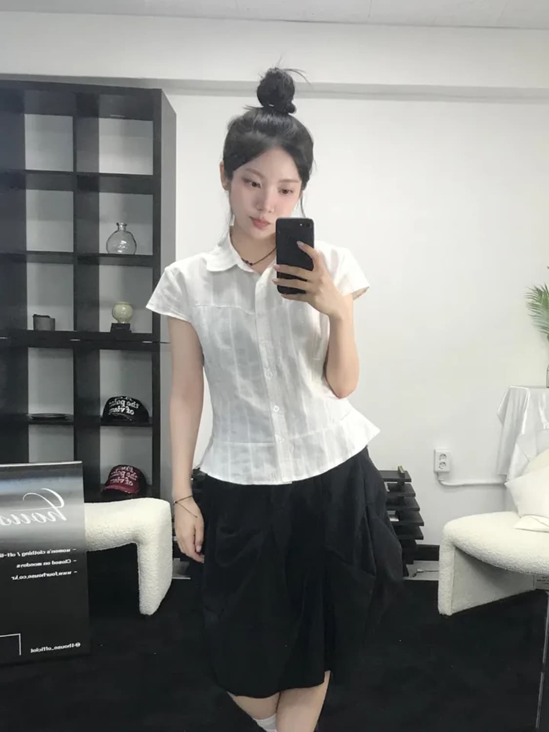 포하우스 유리 슬림 스트리이프 반팔셔츠 상품이미지1