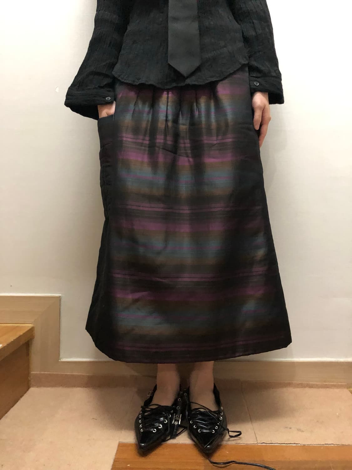 빈티지 블랙 오리엔탈 패딩 스커트 상품이미지2