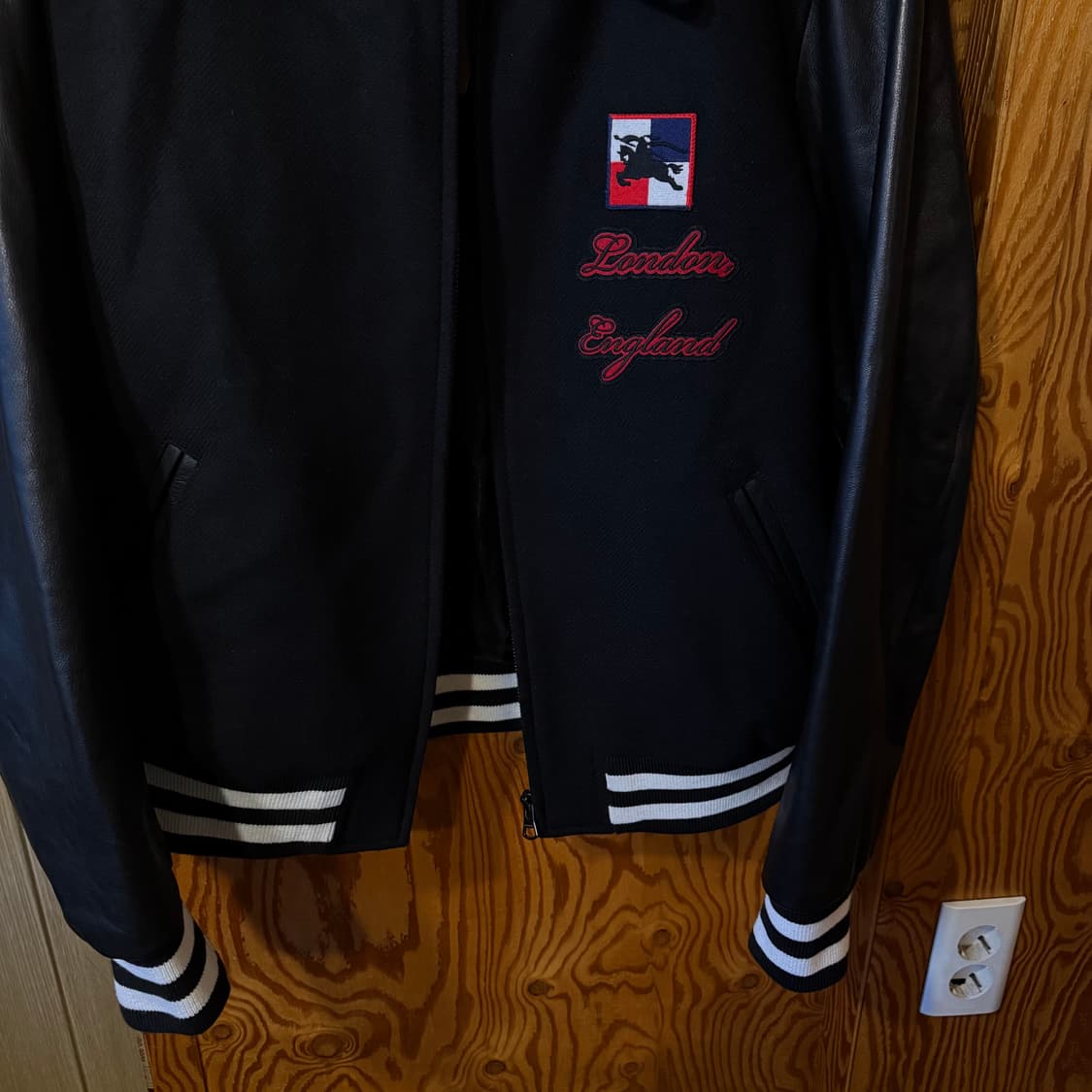 버버리 하우스체크 가죽 바시티 자켓  상품이미지5