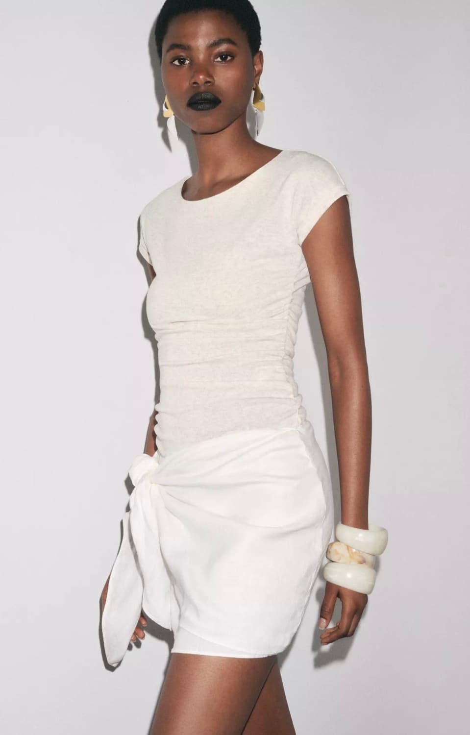  ZARA 자라 드레이프 티셔츠, 자라 셔링 티셔츠, 자라 반팔 티셔츠 상품이미지1