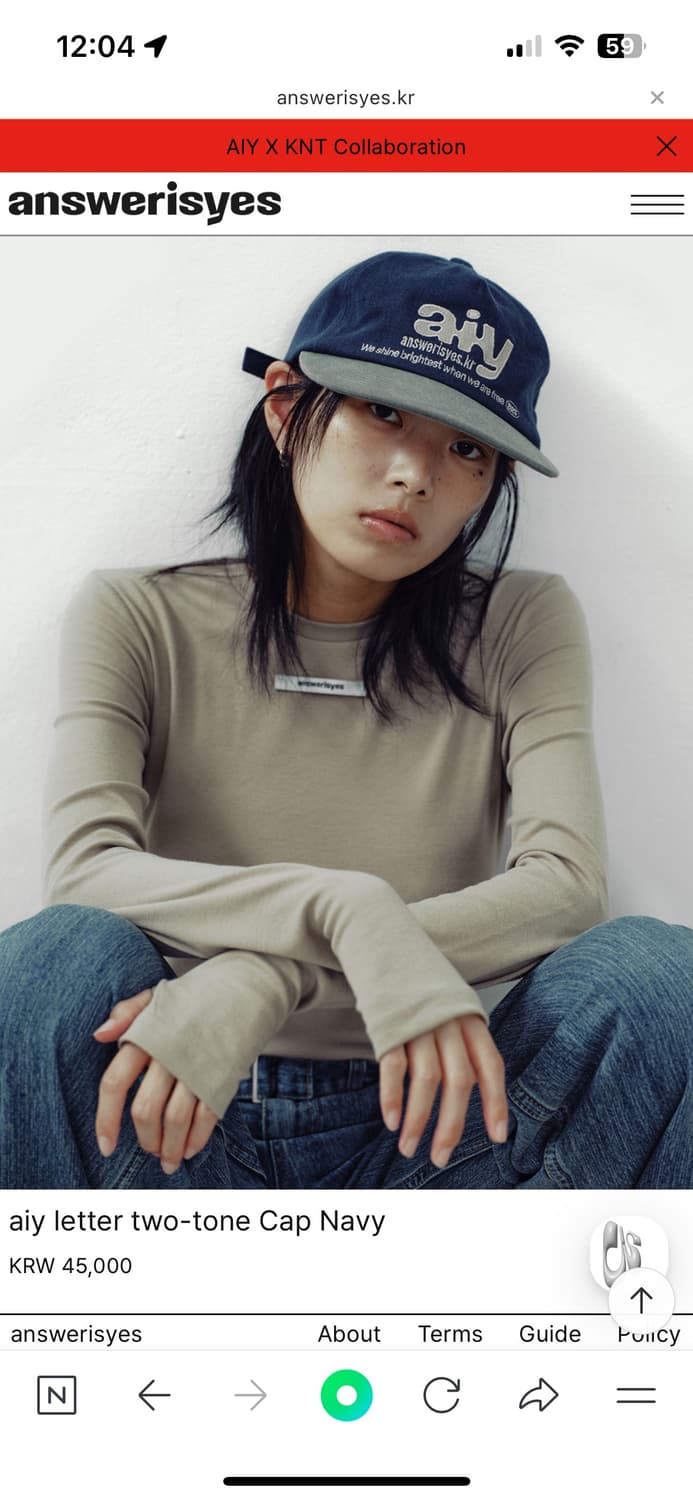 Answeris aiy letter two-tone cap navy 상품이미지2