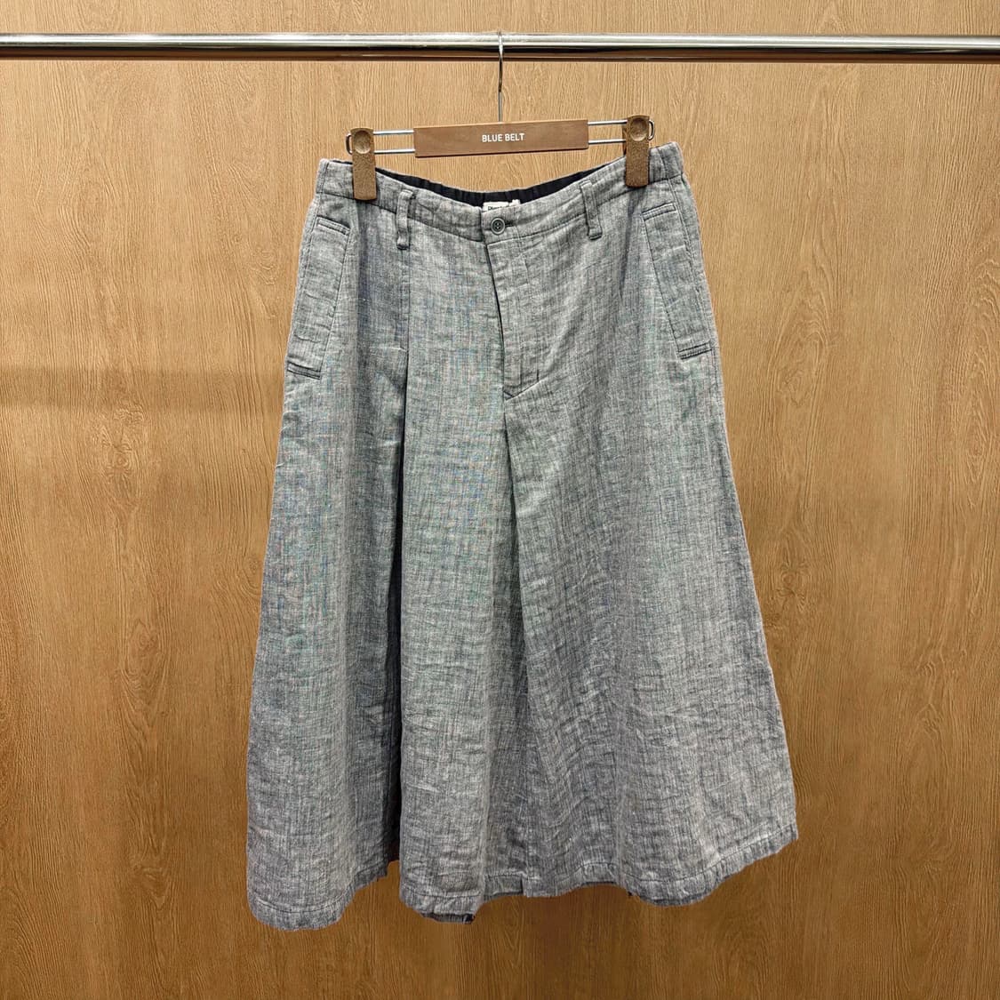 이세이미야케 플랜테이션 린넨 롱 스커트 투 턱 디테일 A라인 그레이 상품이미지2