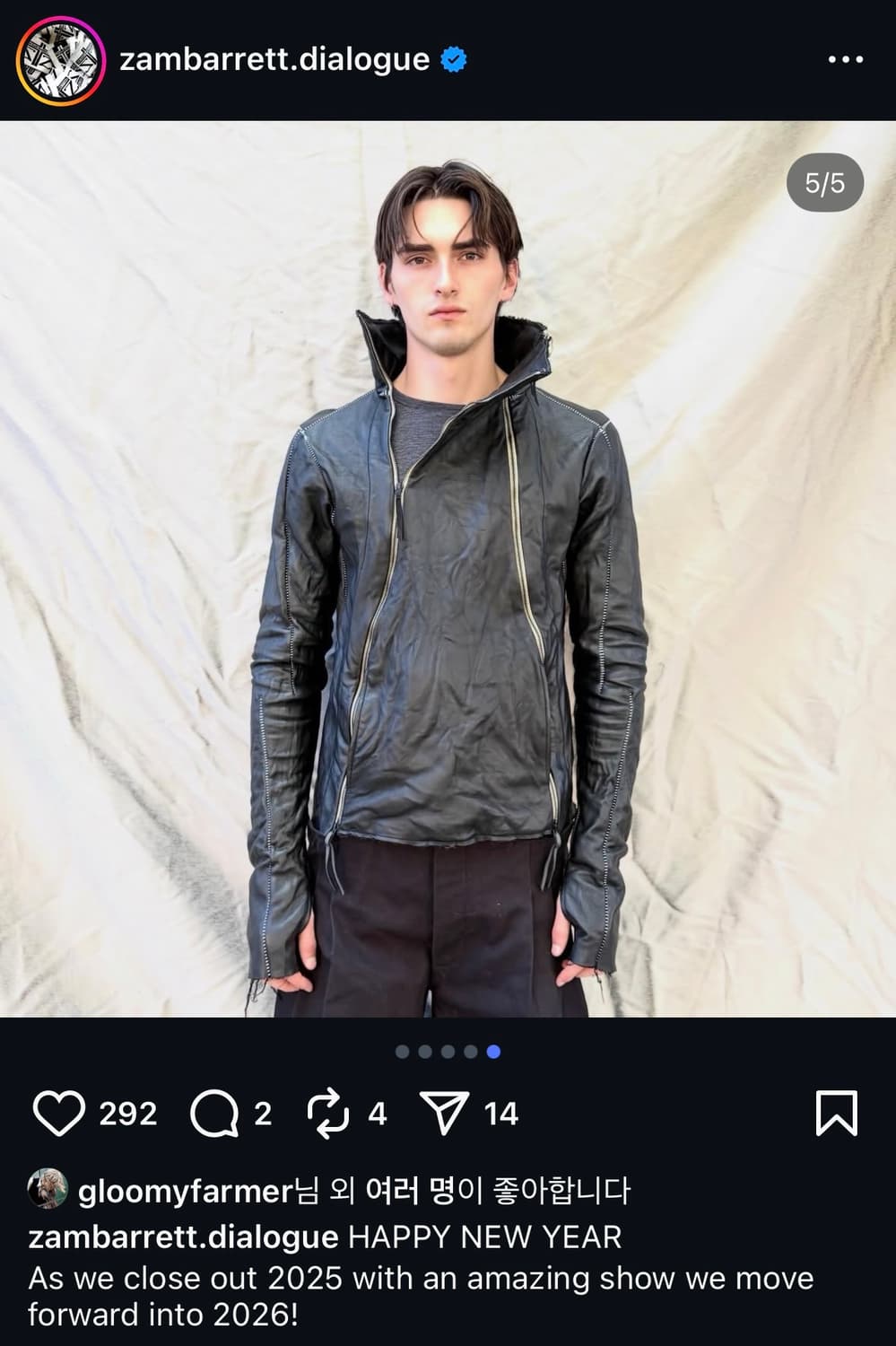 ZAM BARRETT HIGH NECK LEATHER JACKET 상품이미지3