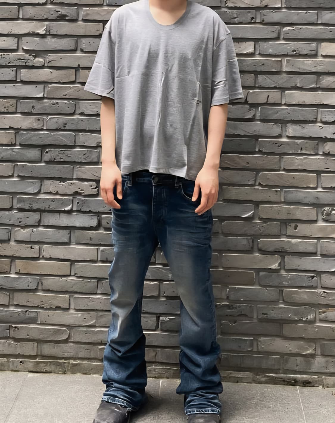 언더마이카 MU114 오리지널 로고 워시드블루 슬림 플레어진 상품이미지1