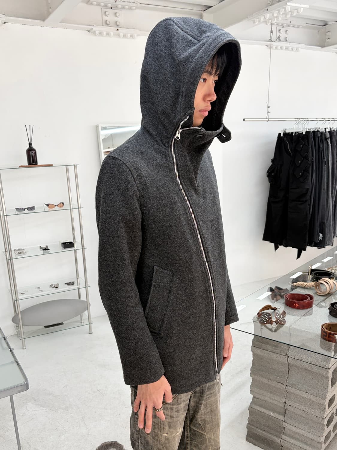 주카 트위스티드 울 후드 집업 상품이미지2