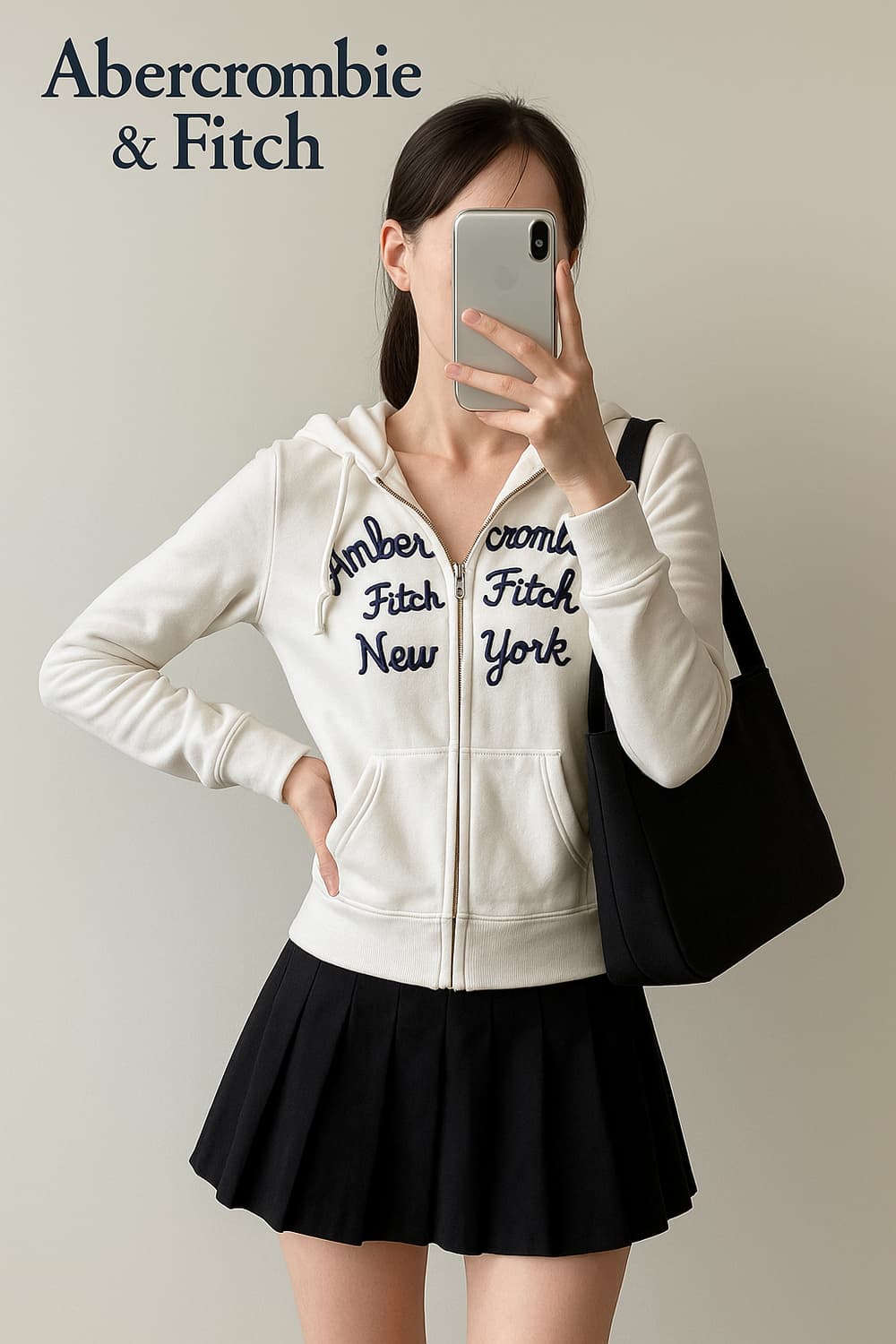 아베크롬비 y2k 레터링 자수 기모 후드집업 M size 상품이미지1