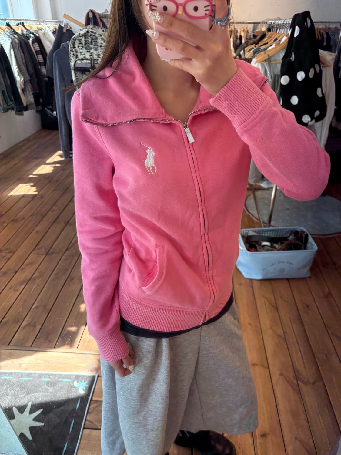 폴로 빅포니 핑크 면집업 상품이미지3