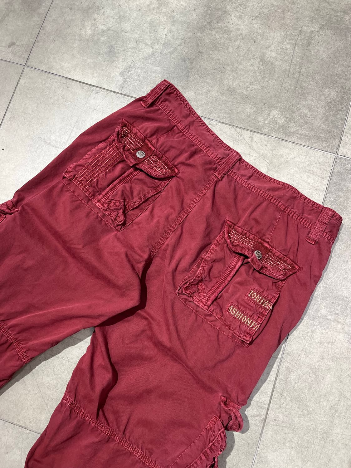 일본 빈티지 락펑크 버건디 카고 숏팬츠 반바지 상품이미지9