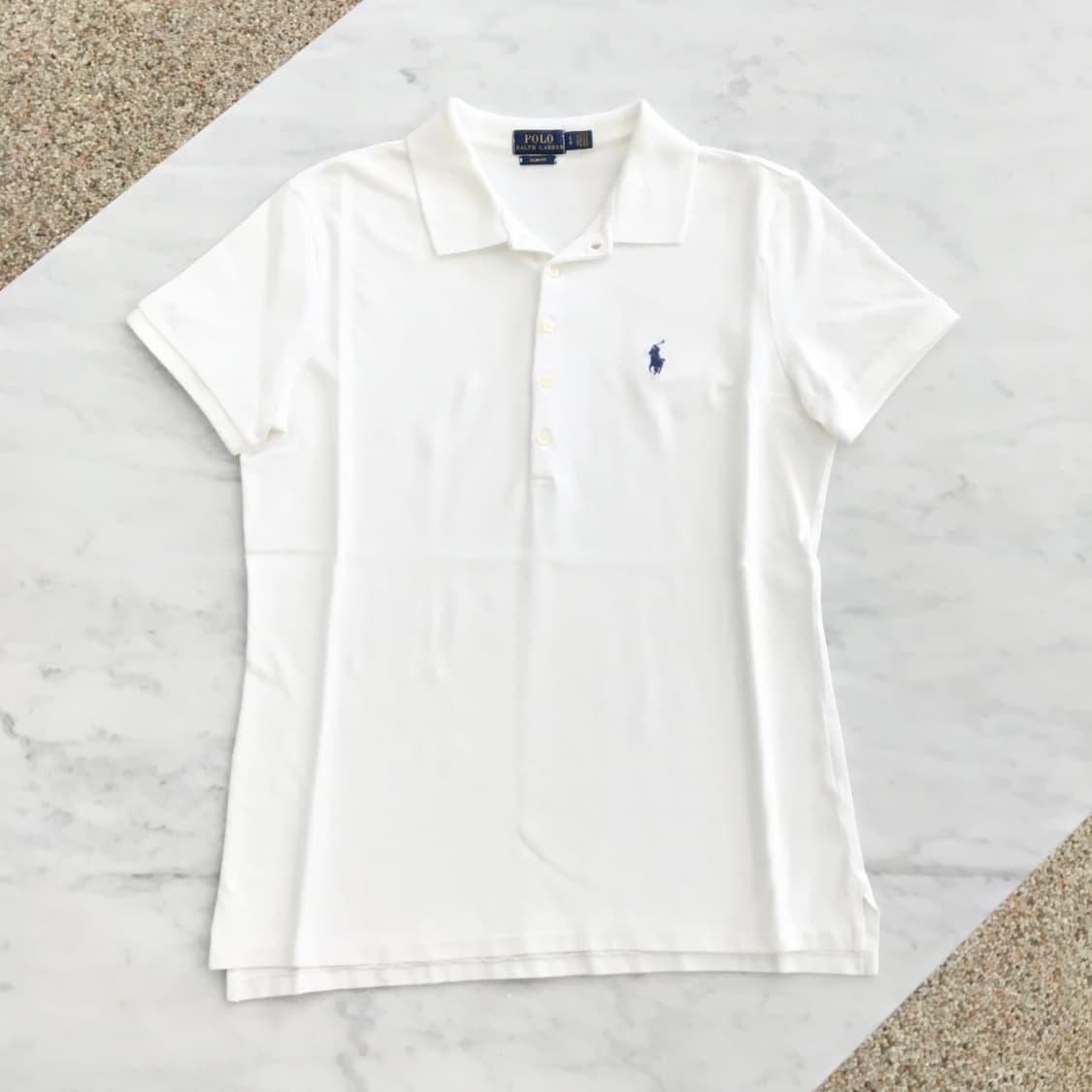 화이트 반팔 피케 카라티 여성 55 사이즈 상품이미지3