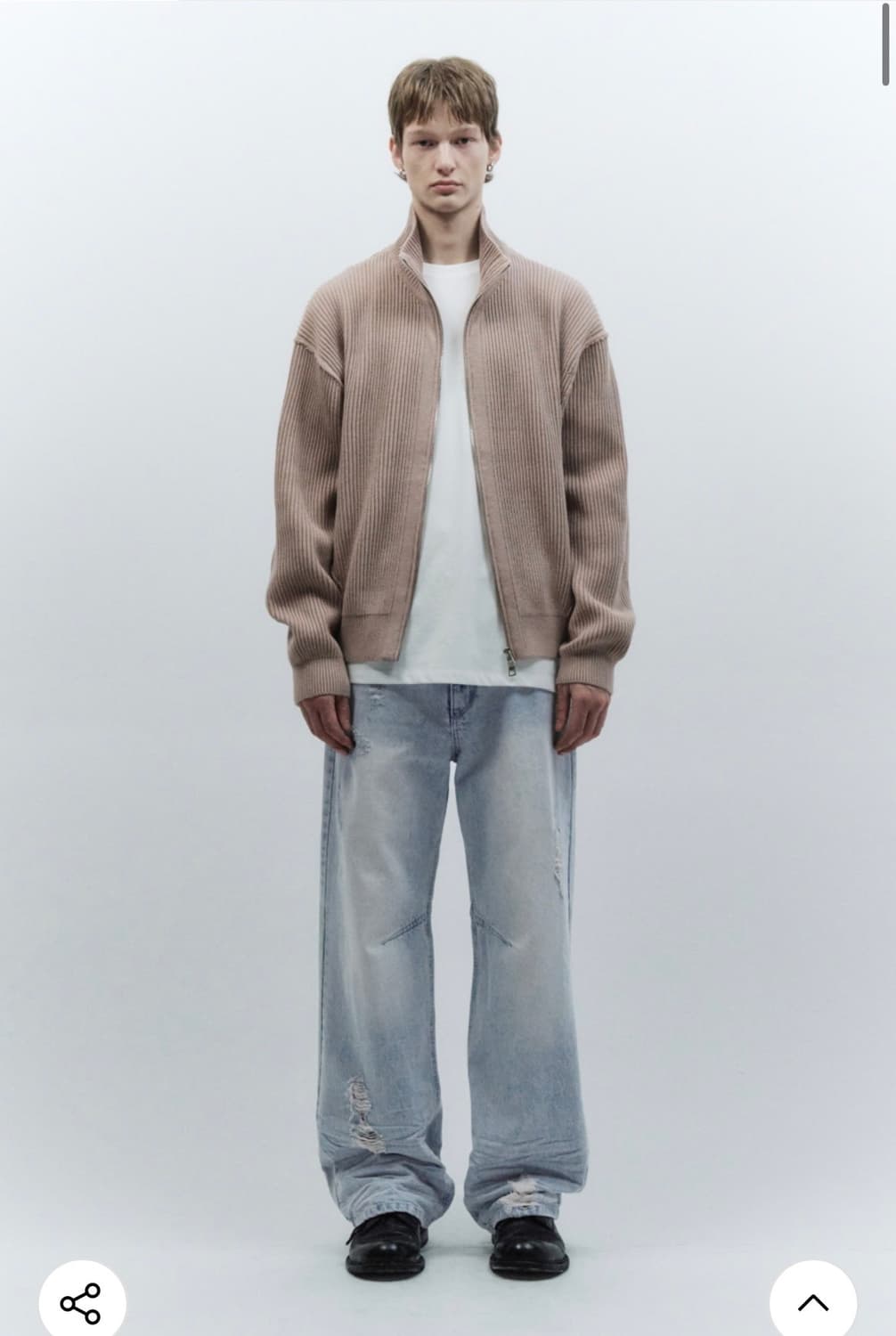 (L) 인사일런스 오버핏 니트 집업 DUSTY PINK 판매 상품이미지4