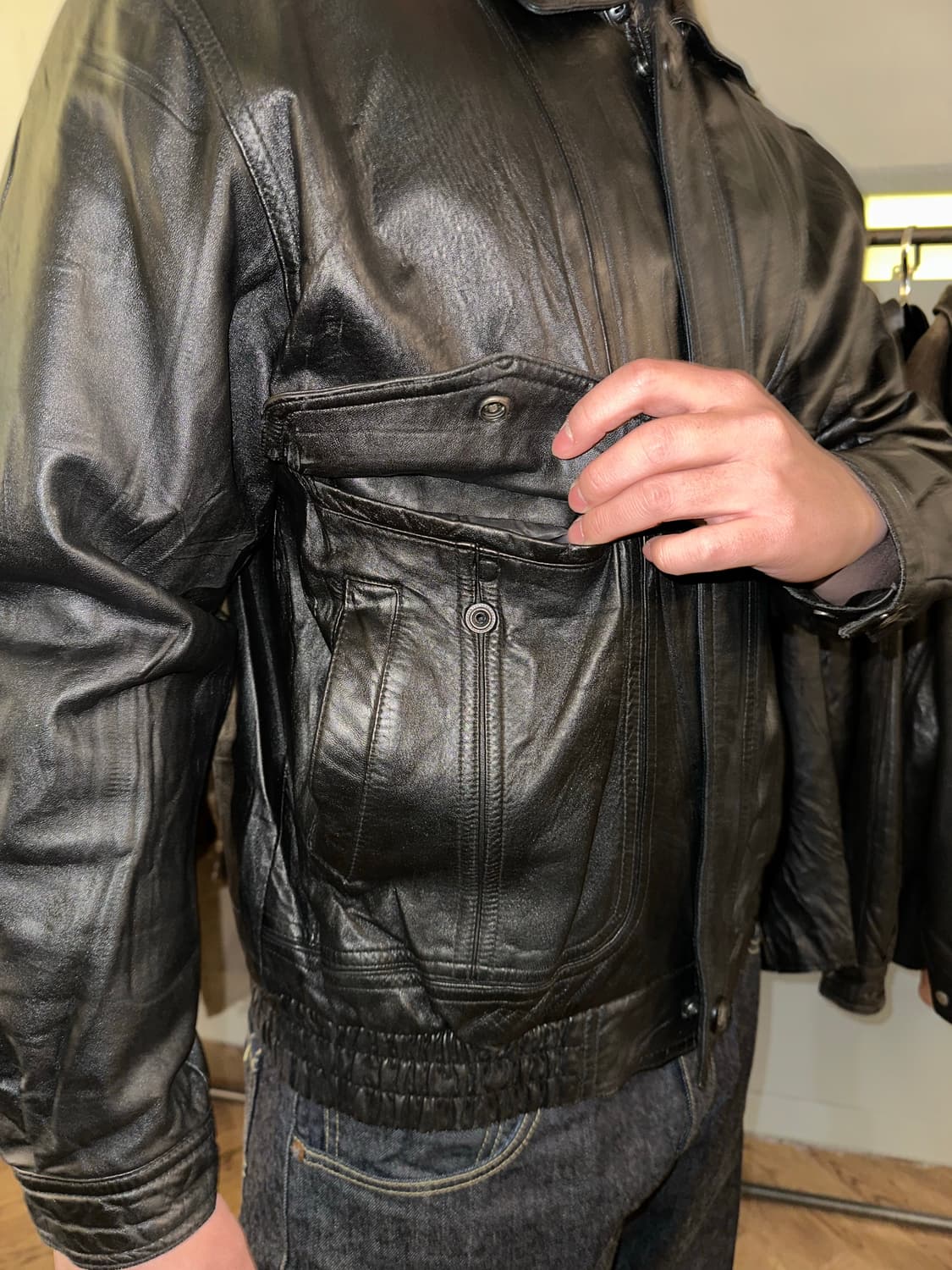 90’s Japanese genuine leather jacket 상품이미지5