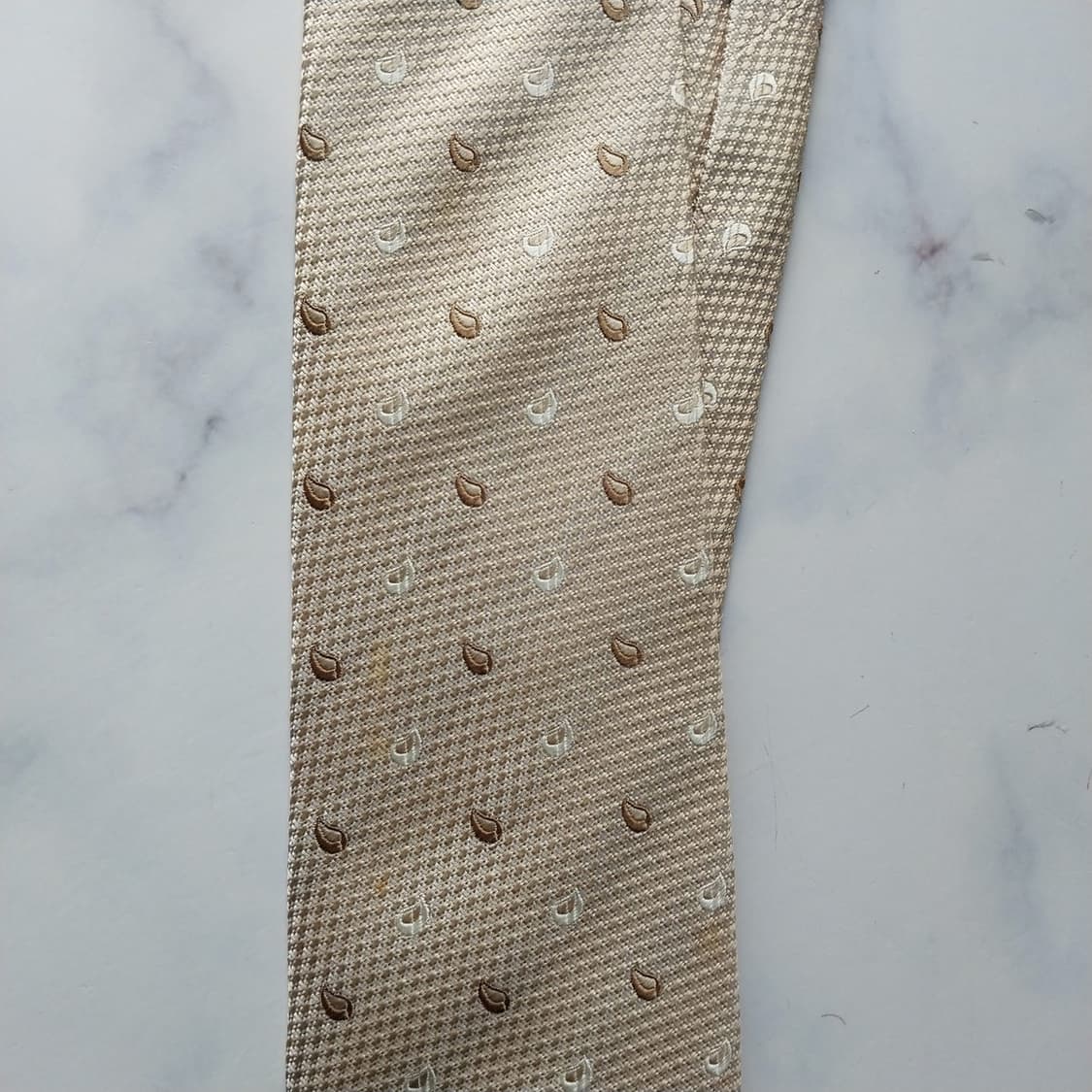 아쿠아스큐텀 실크 베이지 워터드롭 넥타이 8.5cm A등급 K1568 상품이미지9