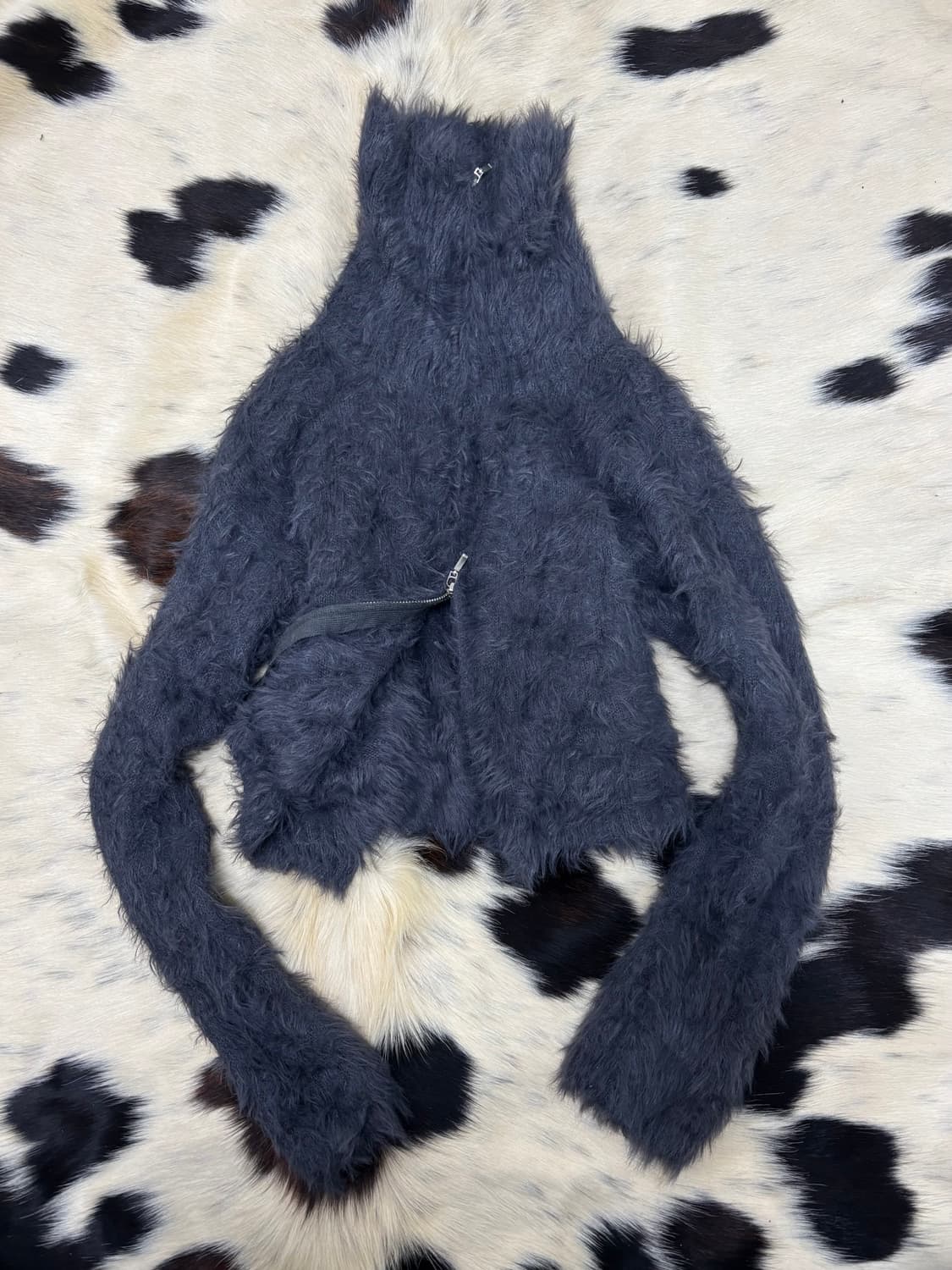 Navy Fur High-Neck 2-way Zip Up 상품이미지4