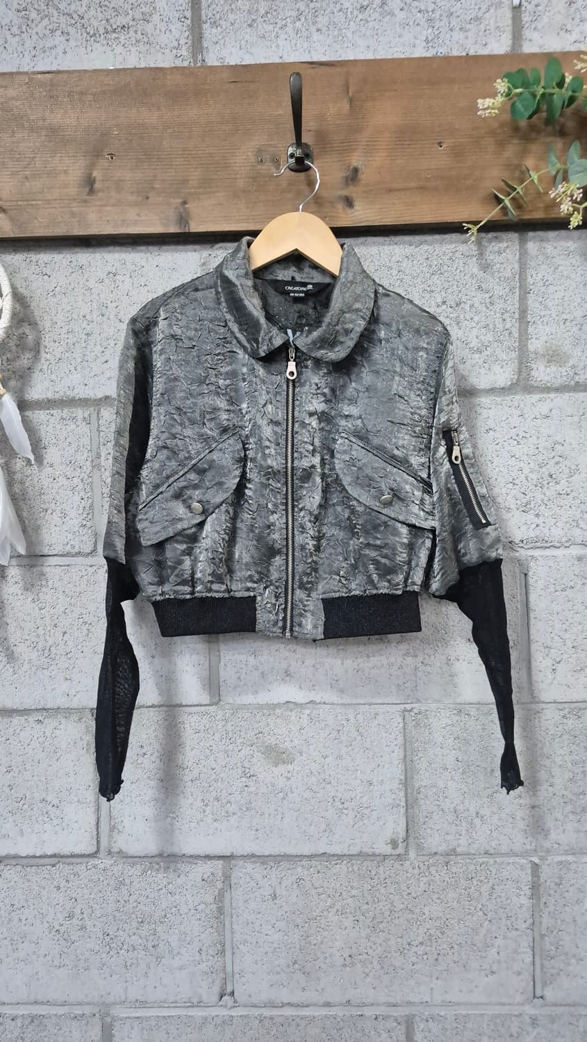 실버 텍스처드 봄버 자켓 상품이미지1