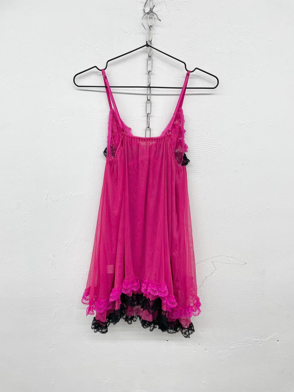 갸루 핫핑크 레이스 슬립 상품이미지6