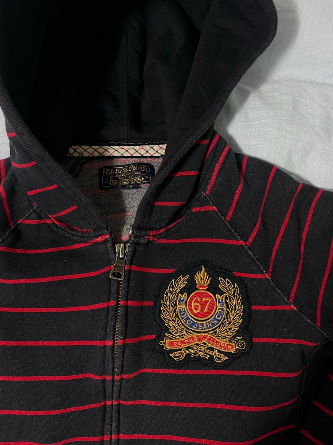 🪽 폴로 진스 크롭 스트라이프 후드집업 상품이미지2