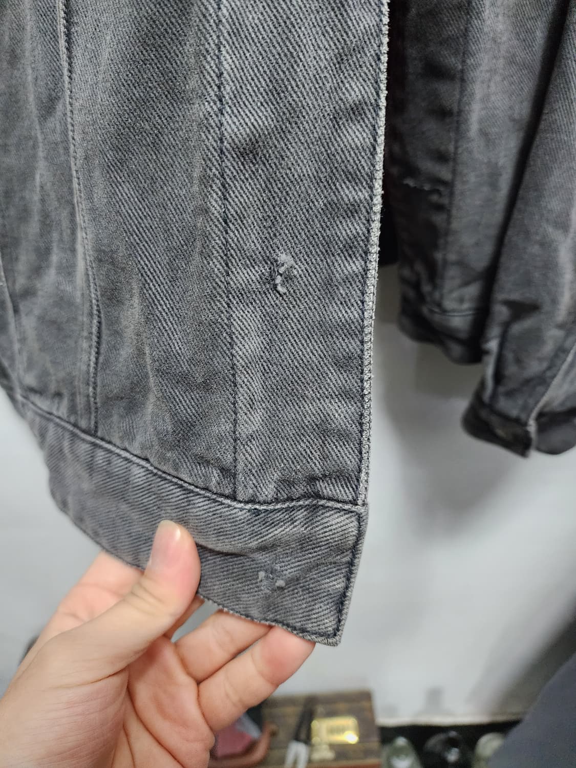 90s 게스 데님 체크안감 흑청자켓 상품이미지6