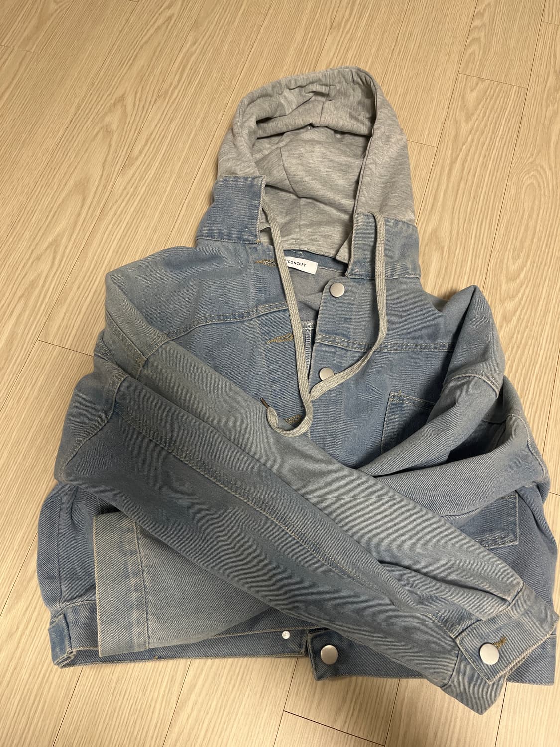 후드 탈부착 청자켓 세미크롭 연청 상품이미지1