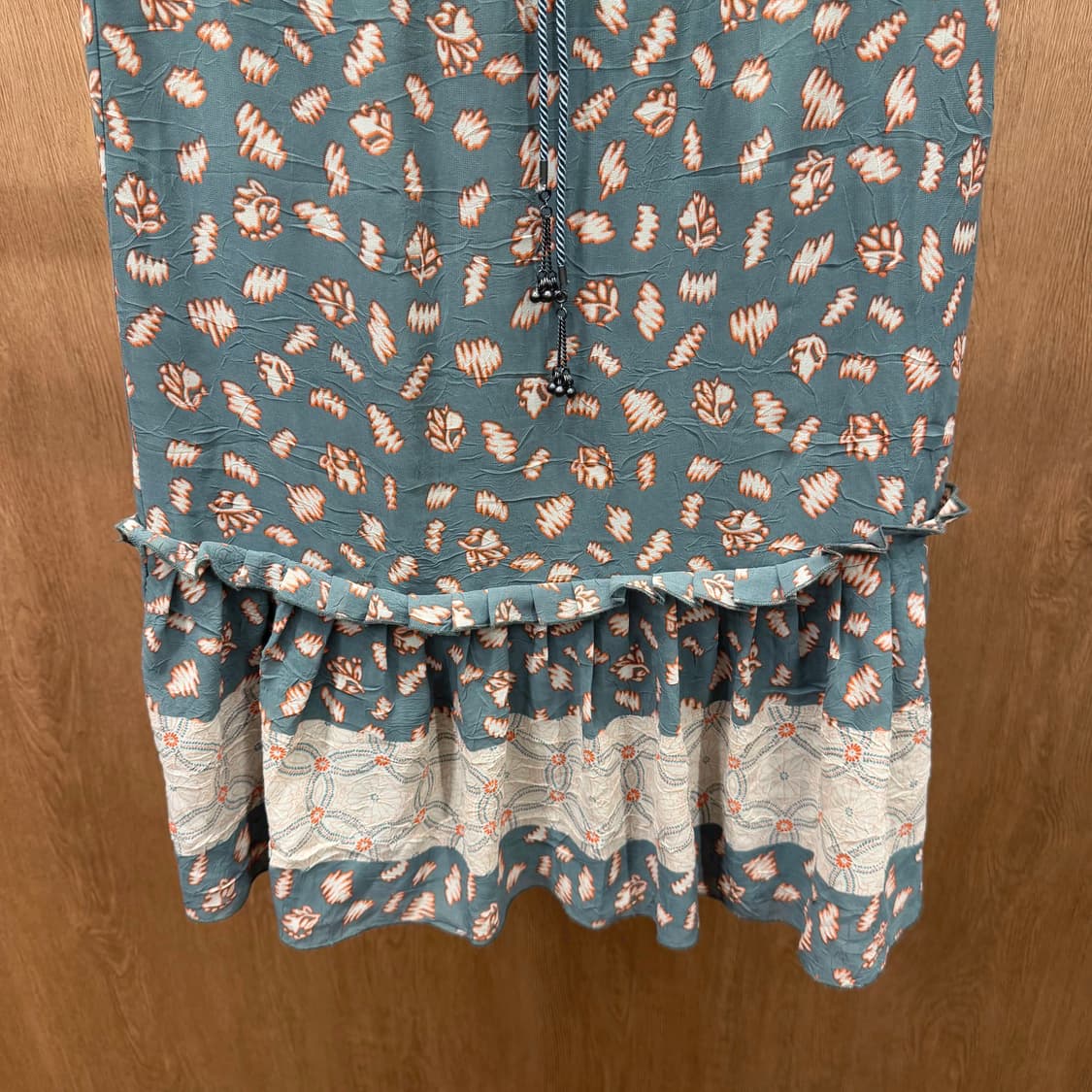 디젤 미디 스커트 밴딩 스트링 리프 패턴 프린팅 러플 레이어드 그린 상품이미지5