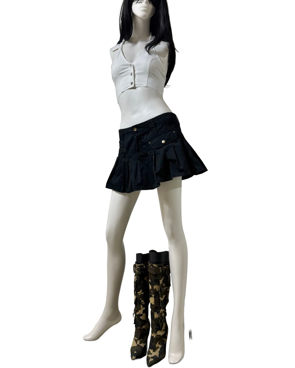 빈티지 y2k v넥 셔츠 슬리브리스 상품이미지3