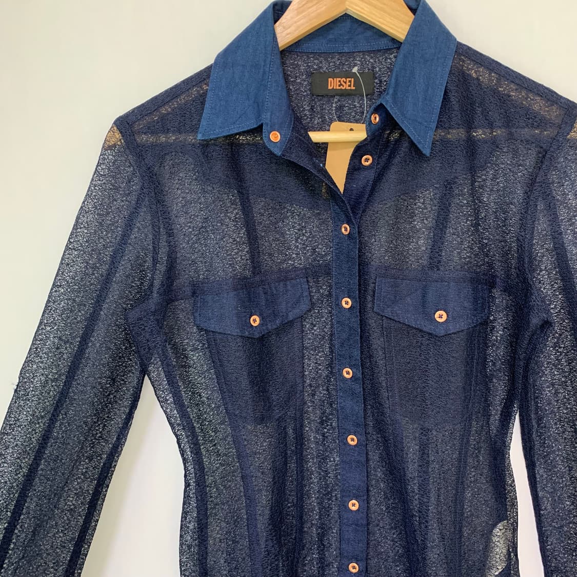 DIESEL 디젤 슬림 라인 시스루 메쉬 포켓 데님 셔츠 빈티지 y2k 상품이미지7