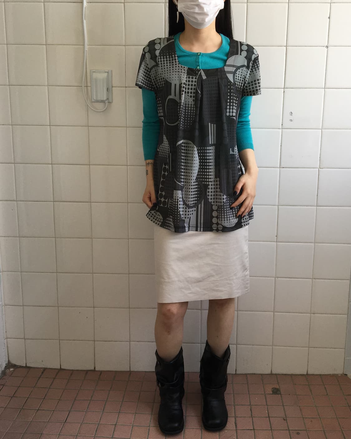 Dot pattern mixed top 상품이미지1