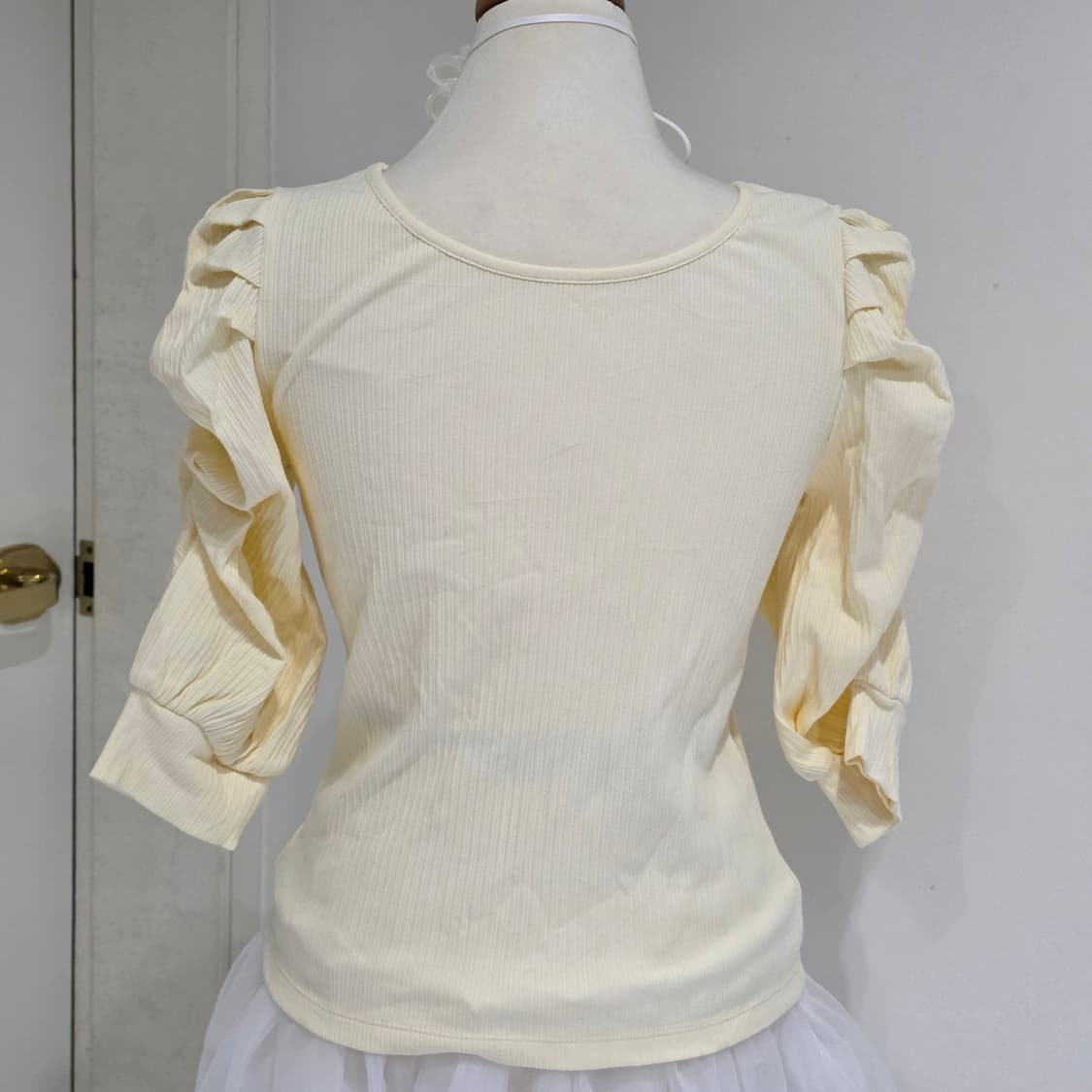 일본빈티지)퍼프 크림모리걸st 블라우스 상품이미지3