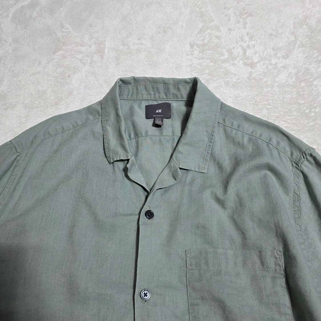 (XL)H&M 반팔 린넨 셔츠 상품이미지2