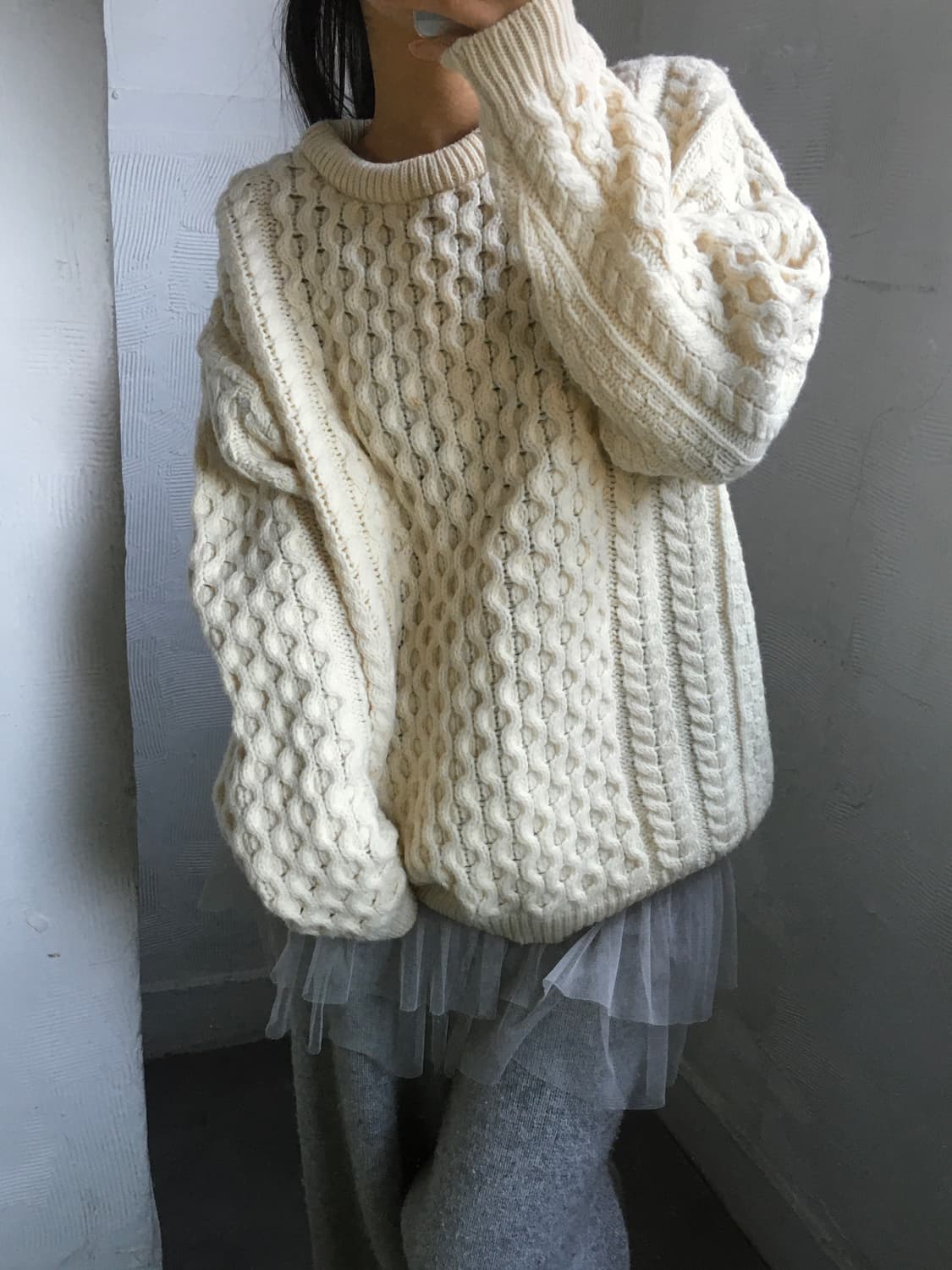 아란크래프트 아이보리 피셔맨 울 니트 상품이미지2