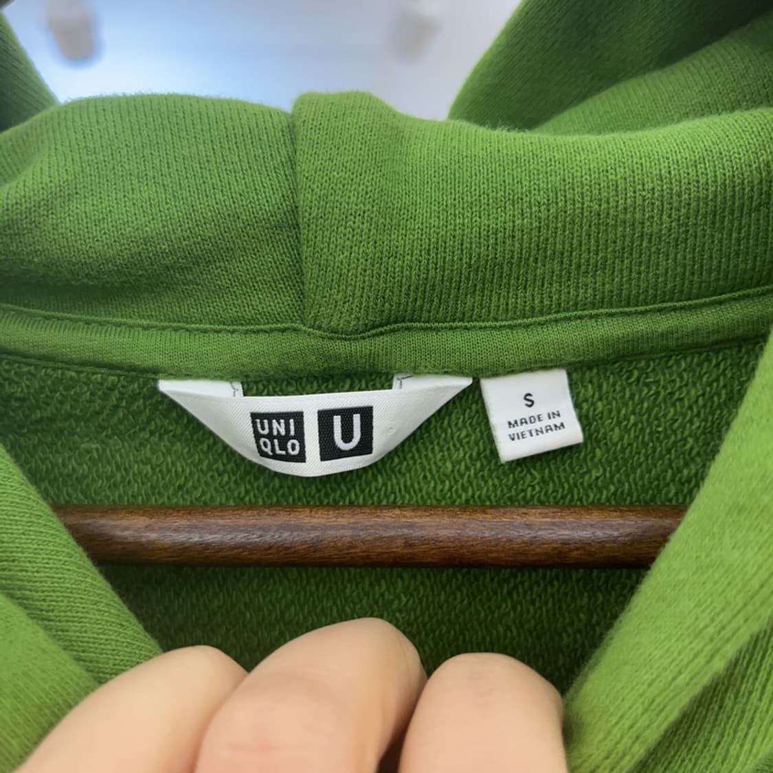 유니클로 U 르메르 오버핏 트임 카키그린 후드티 S C07786 상품이미지5