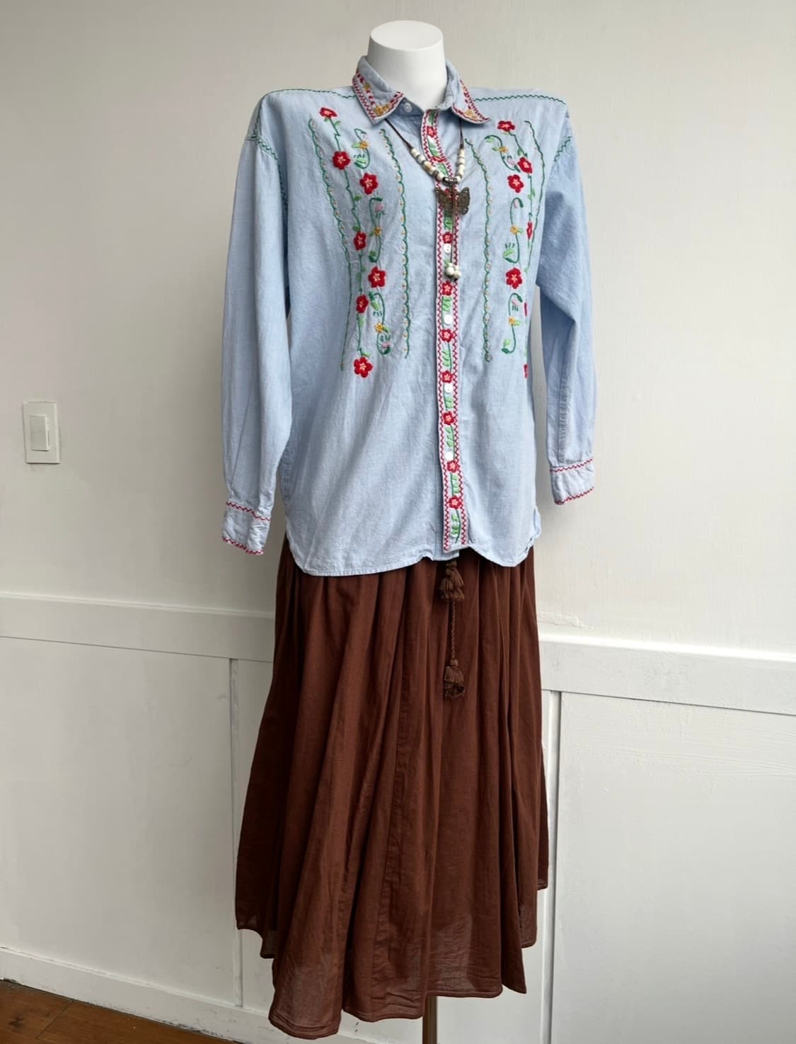 JOHN MALLORY 데님 자수 셔츠 블라우스 상품이미지2