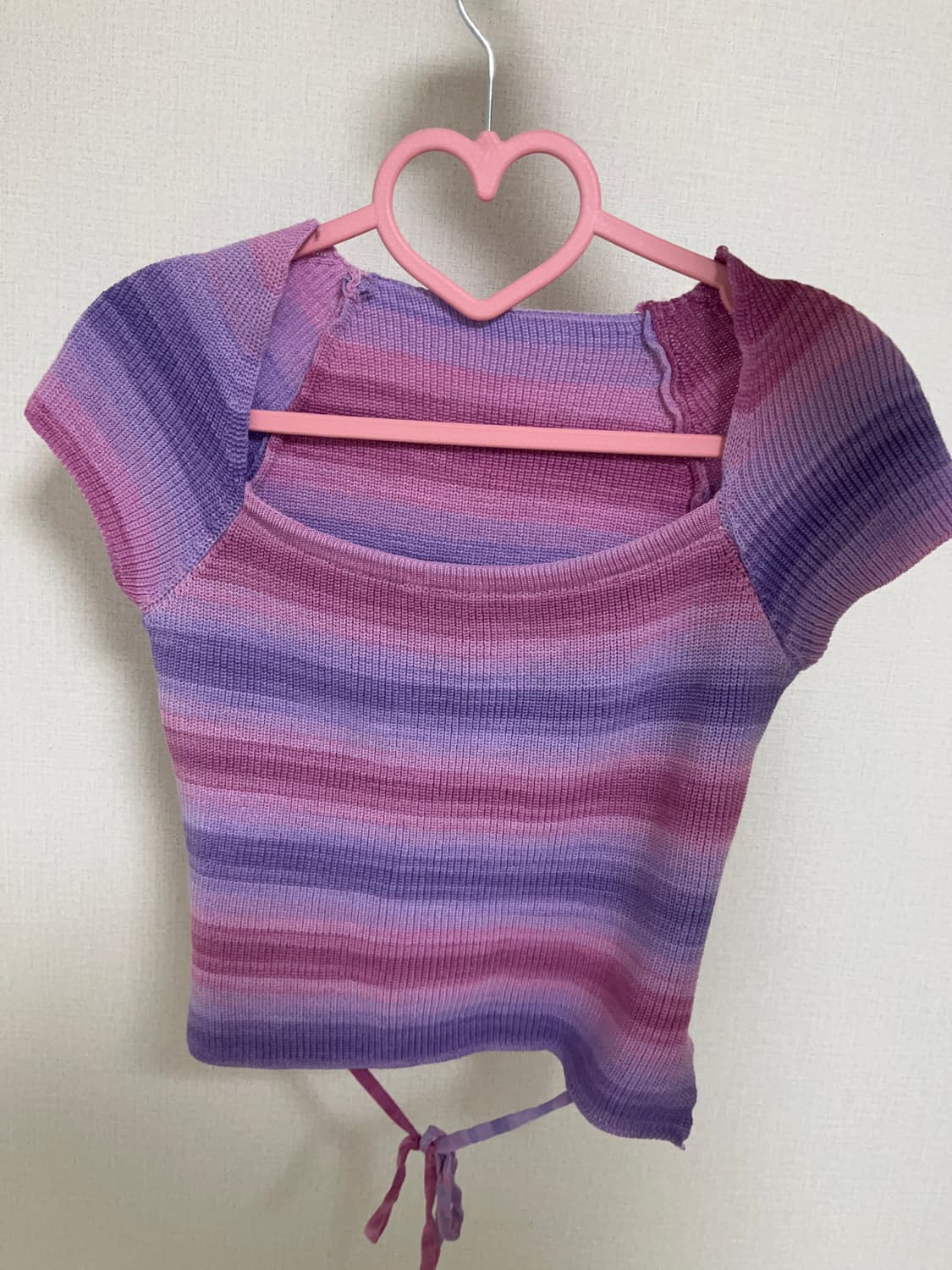 미사용 퍼플 크롭 반팔 니트 상품이미지1