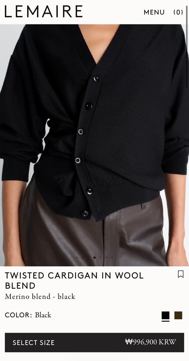 [S]르메르 26ss 트위스트 가디건/블랙 상품이미지8