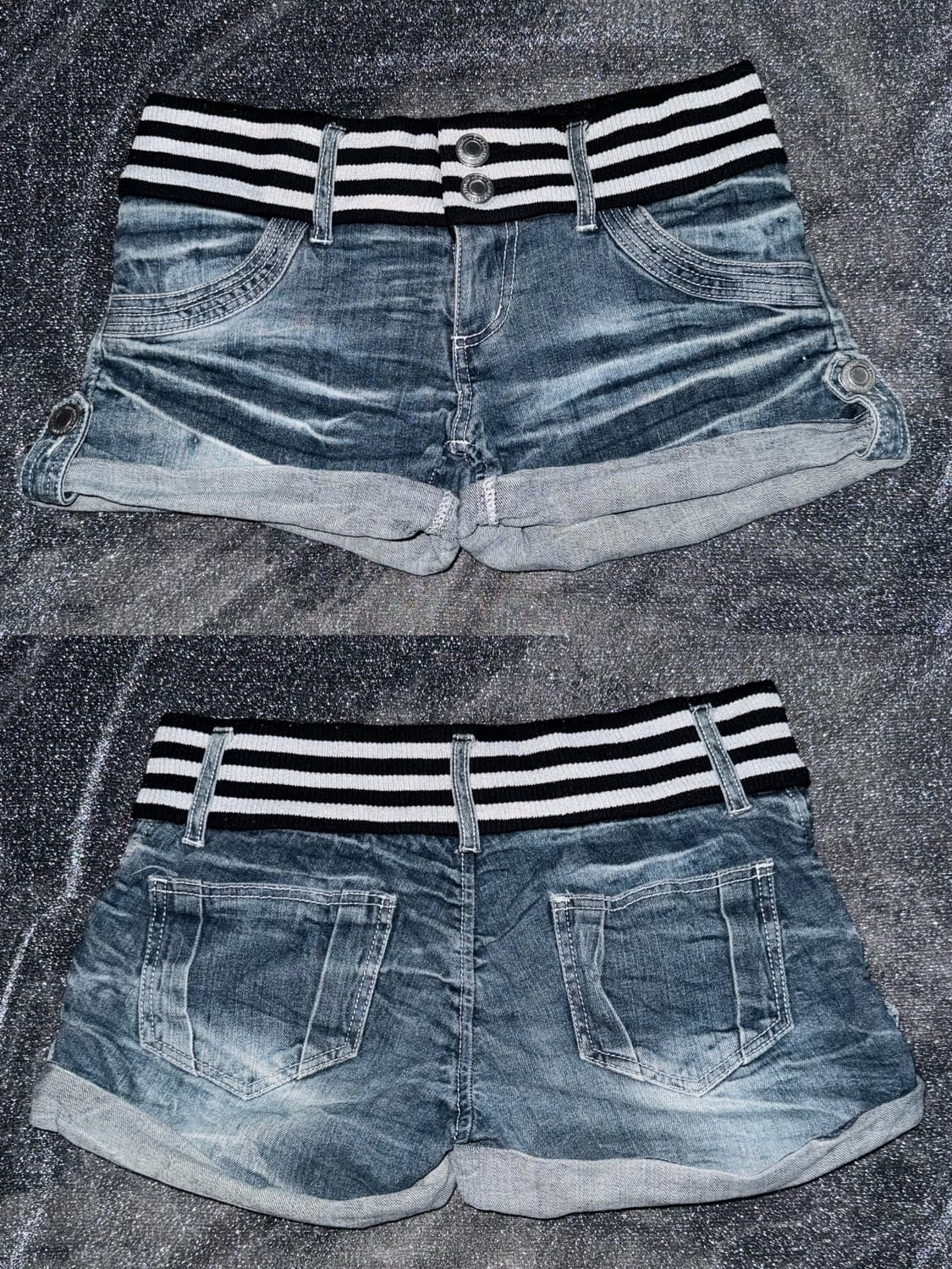 Punk stripe denim shorts 상품이미지1