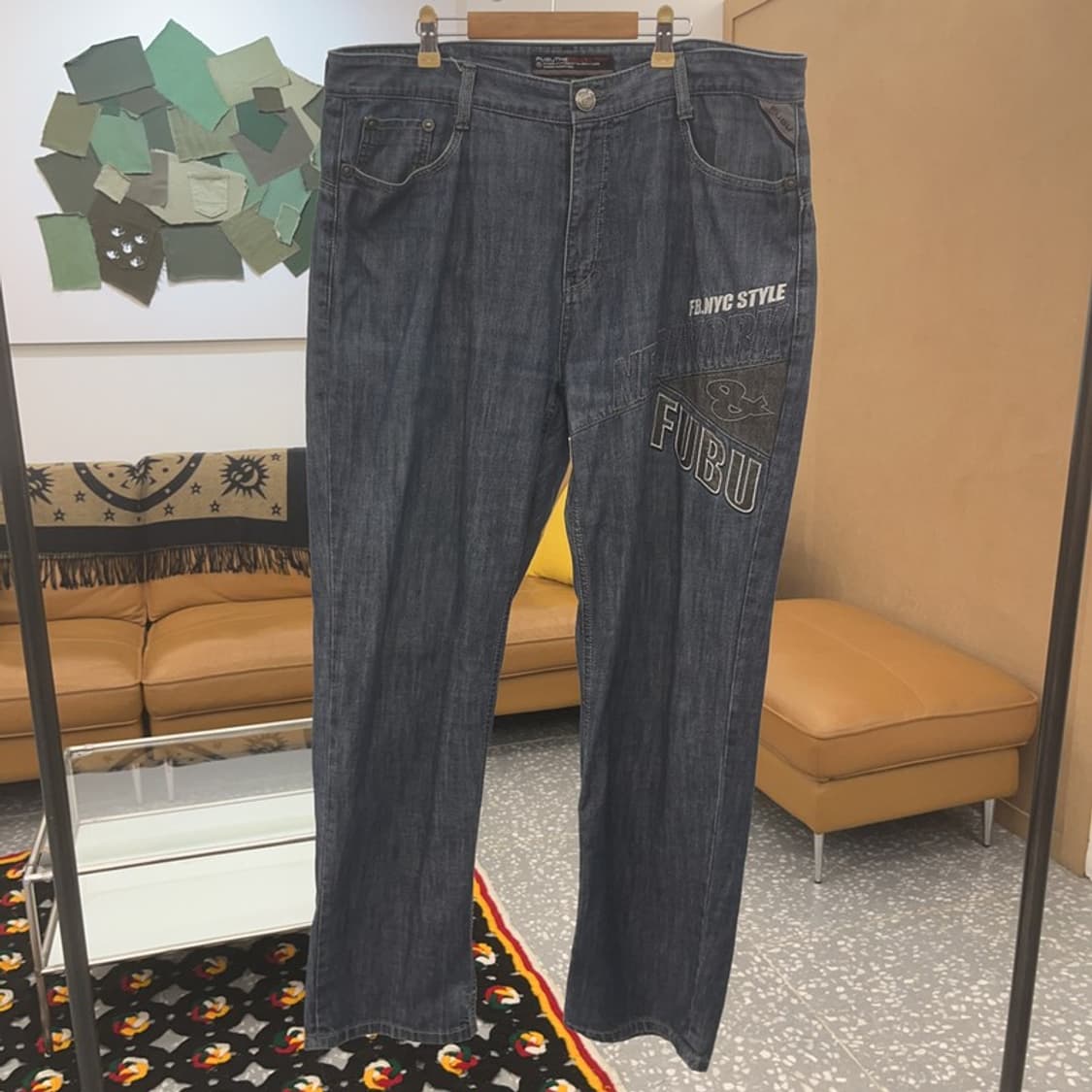 푸부 FUBU 올드스쿨 스트릿 레터링 데님 팬츠 38인치 C06548 상품이미지3