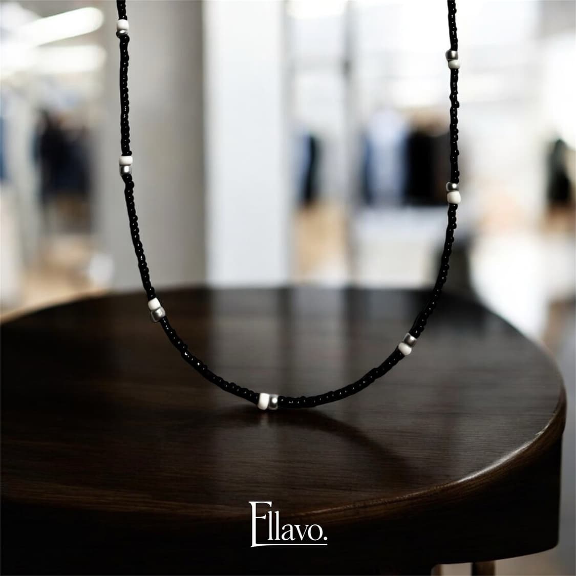 Ellavo simple black beads necklace 상품이미지1