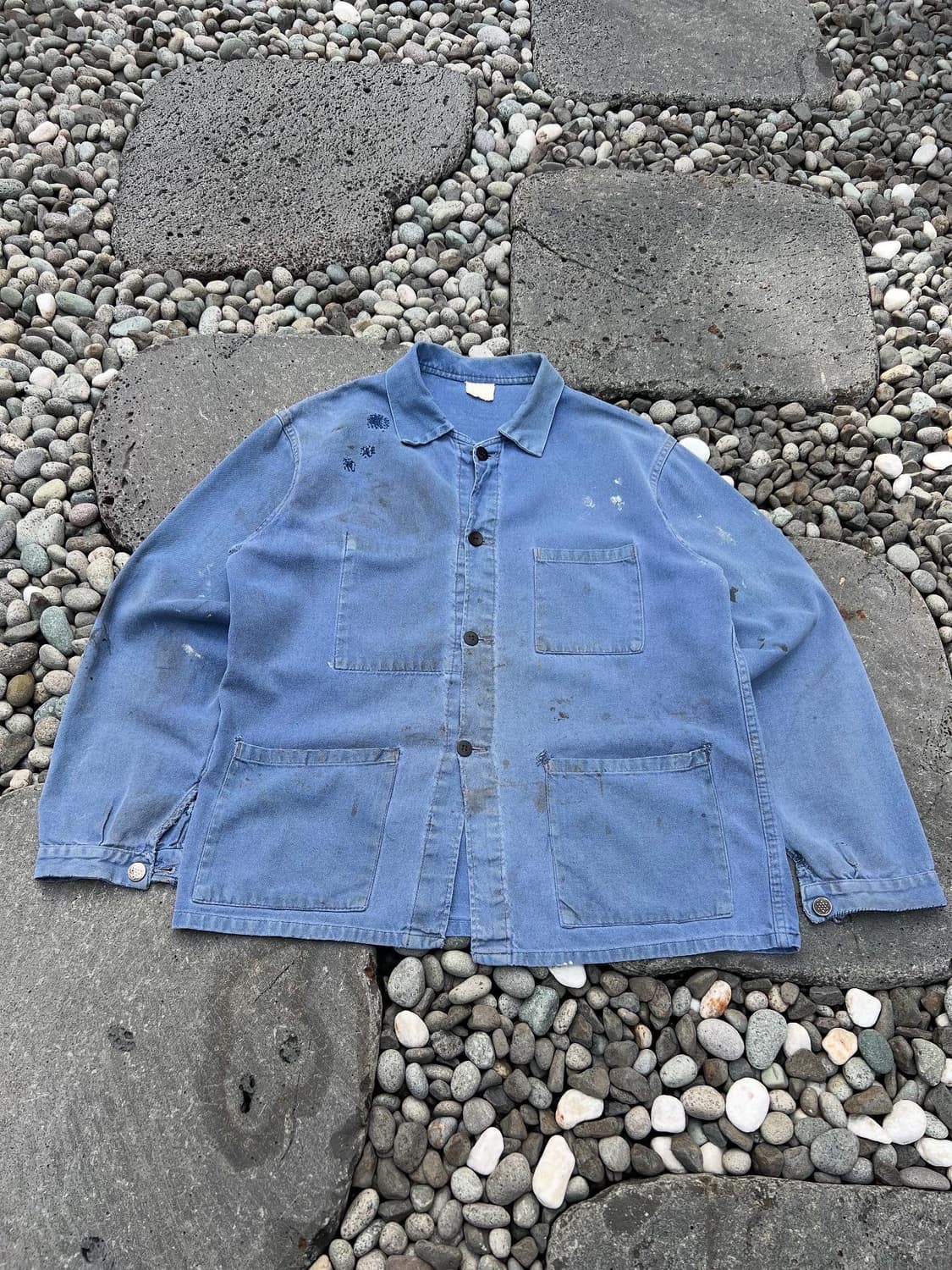 WASHING BLUE FADED DIRTY OLD 빈티지프렌치워크자켓 상품이미지1