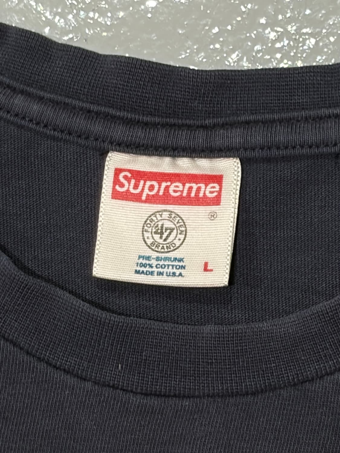 15SS 슈프림(Supreme) X 뉴욕 양키즈 네이비 반팔 티셔츠 상품이미지3