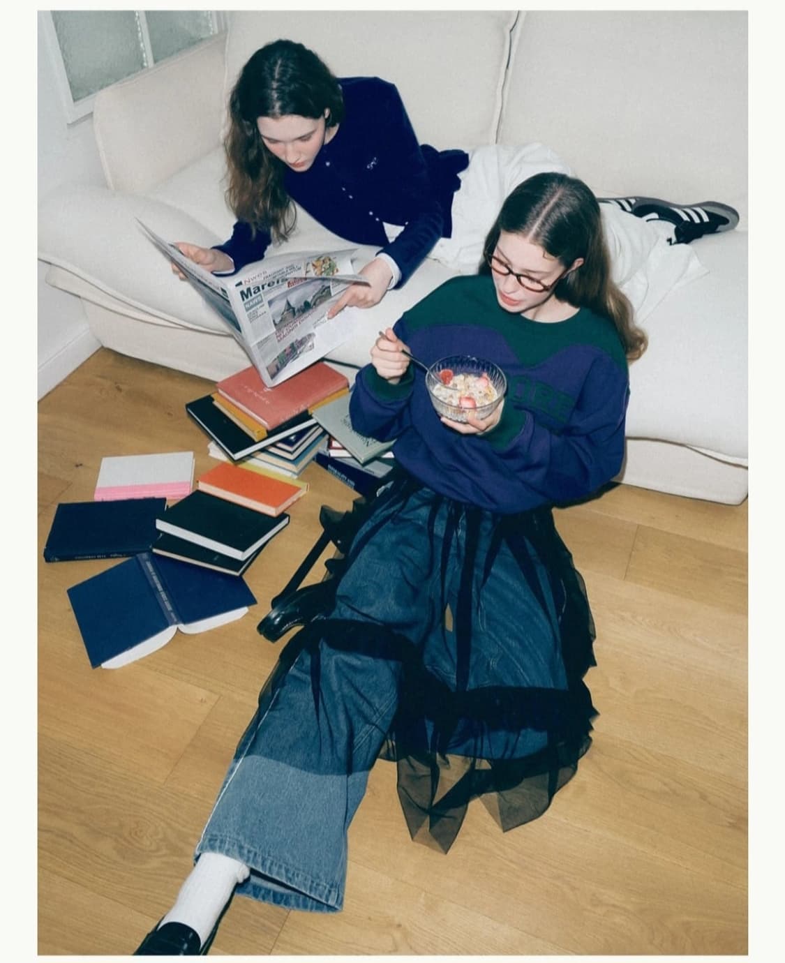 [새상품] 론론 RONRON 쉬어 레이어드 러플 스커트 화이트 상품이미지10