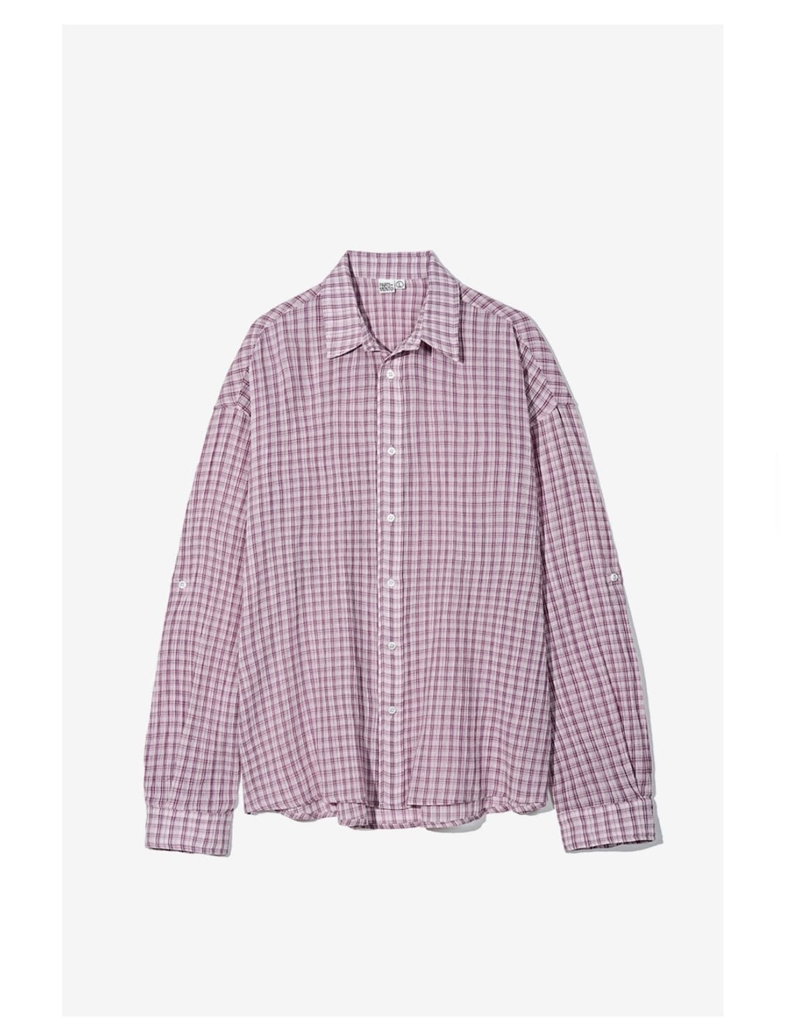 파르티멘토 시어 체크 롤 업 셔츠 Red Purple 상품이미지1