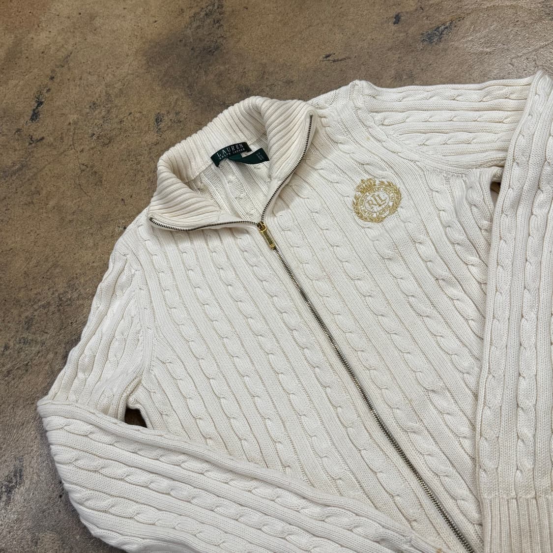 폴로 랄프로렌  화이트 꽈배기 니트 집업  상품이미지1