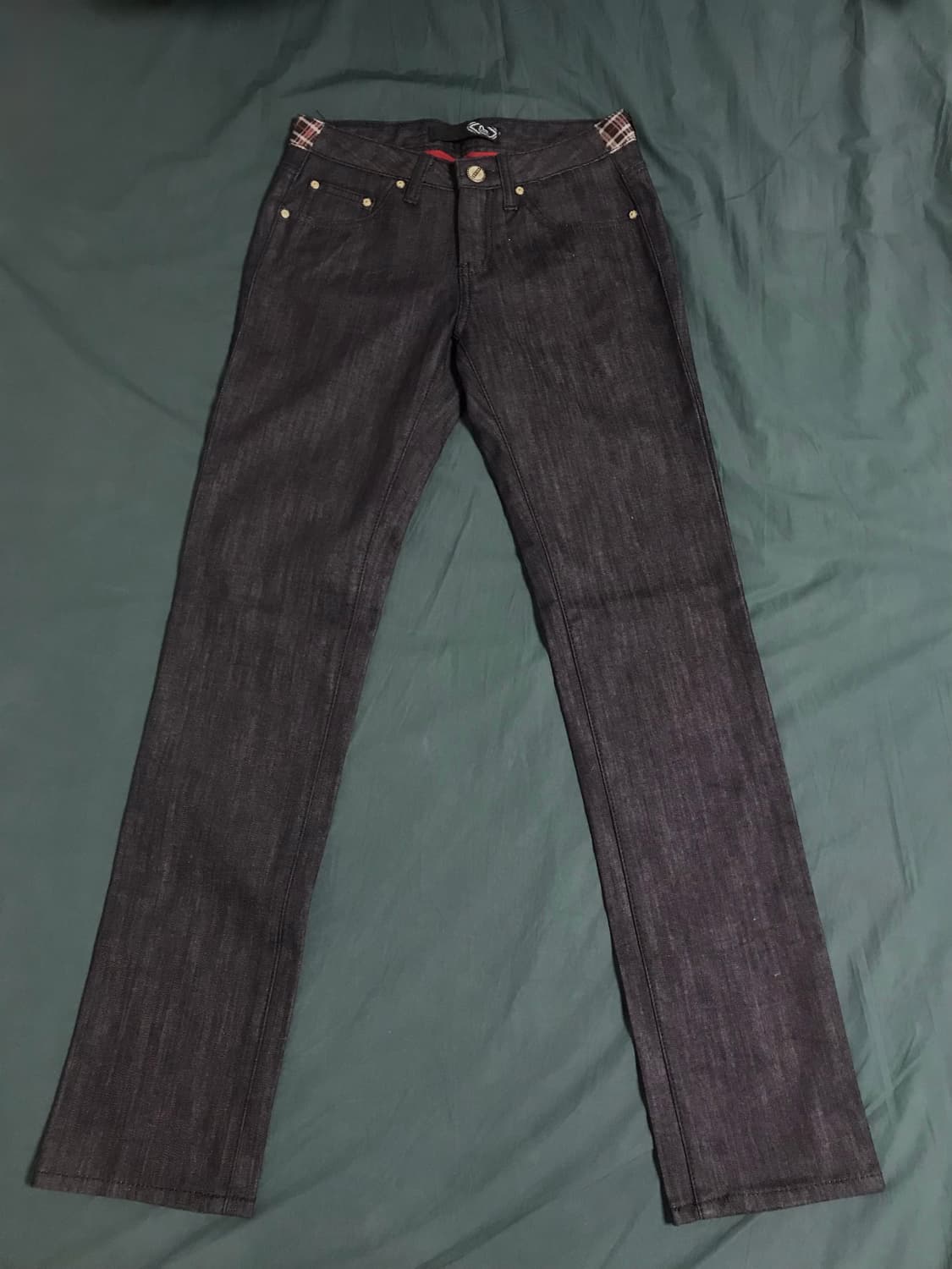 에비수 빈티지 체크 포켓 청바지 데님 로우라이즈 상품이미지2