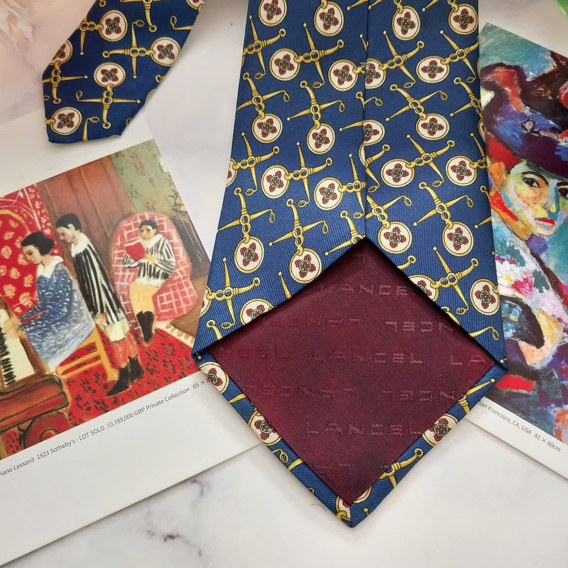 란셀 실크 네이비 하니스 패턴 넥타이 9.9cm A+등급 K1382
 상품이미지7