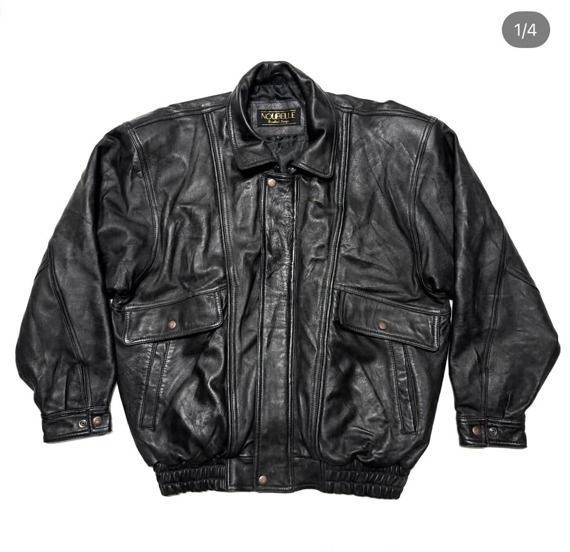 Noubelle - 레더 봄버 자켓 상품이미지1