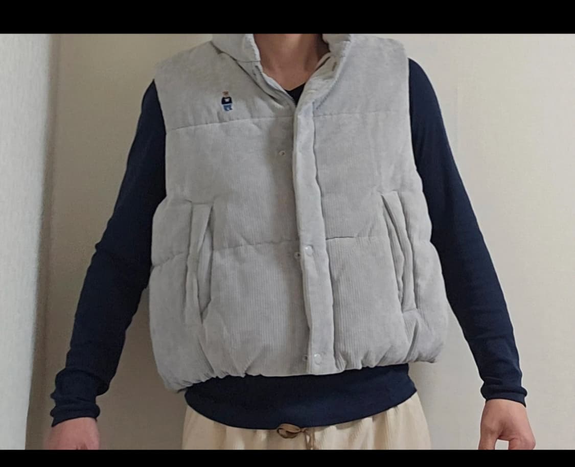 여자 후아유 코듀로이 곰돌이 조끼 L 그레이 상품이미지3