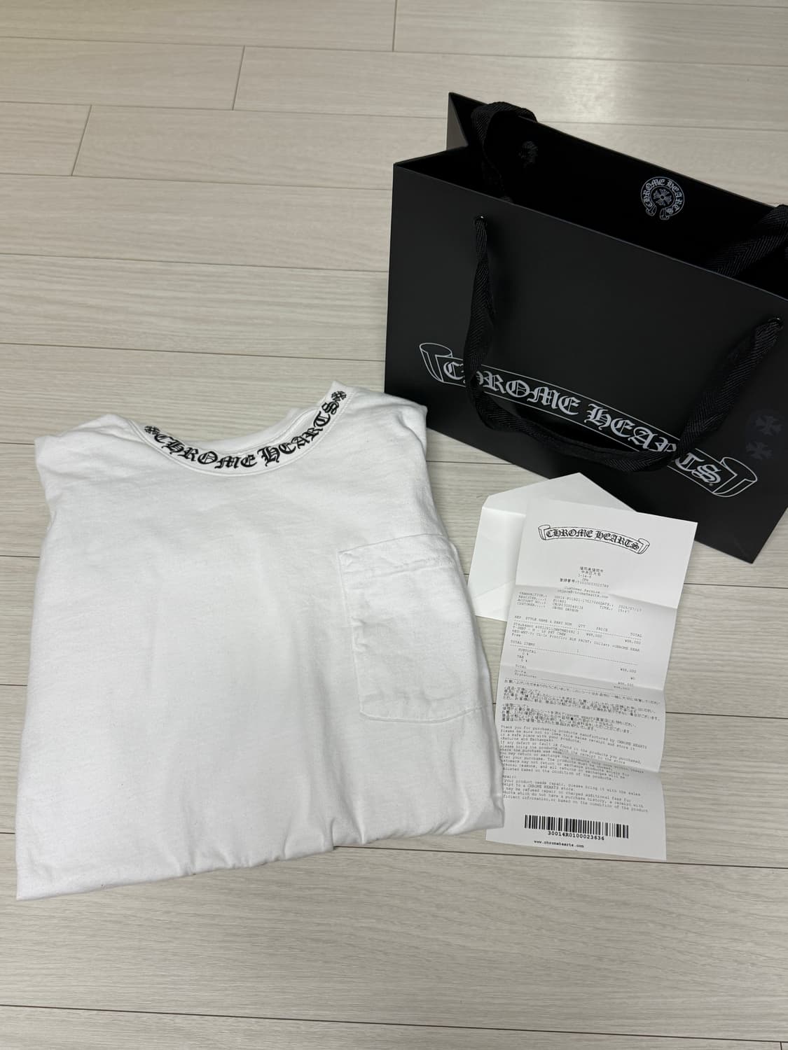 크롬하츠 넥 스크립트 로고 롱슬리브 티셔츠 화이트 M 상품이미지1