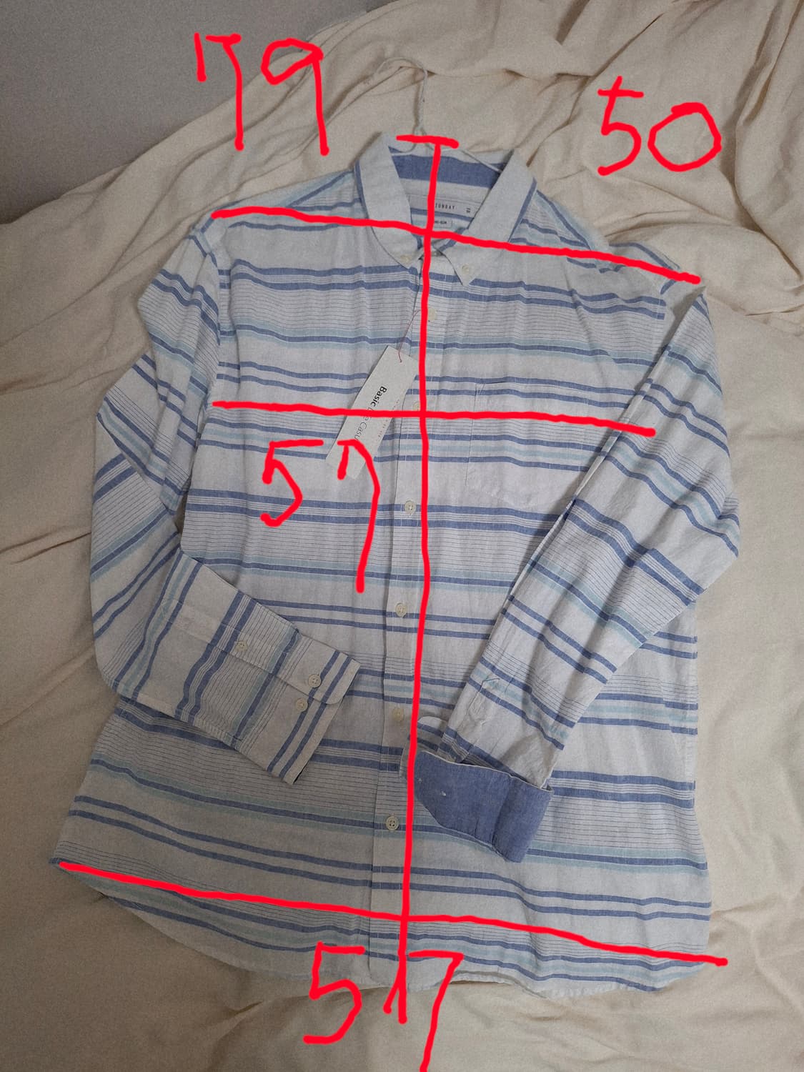 새상품 유니온베이남성셔츠105 세미슬림 늦봄부터 초가을 상품이미지1