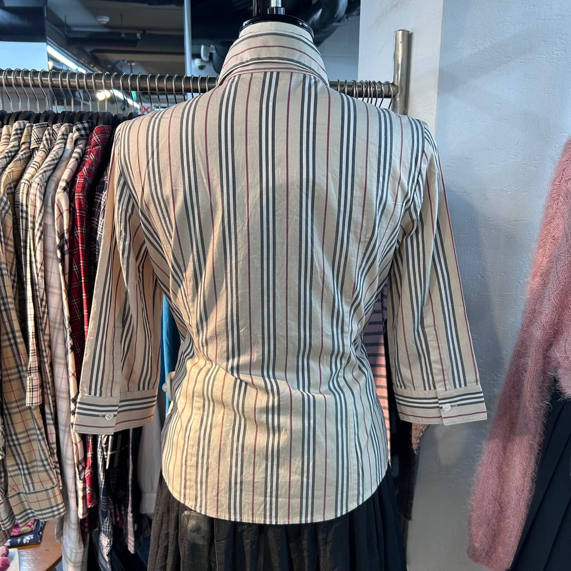 Burberry Logo Embroidered Stripe Shirts 상품이미지3