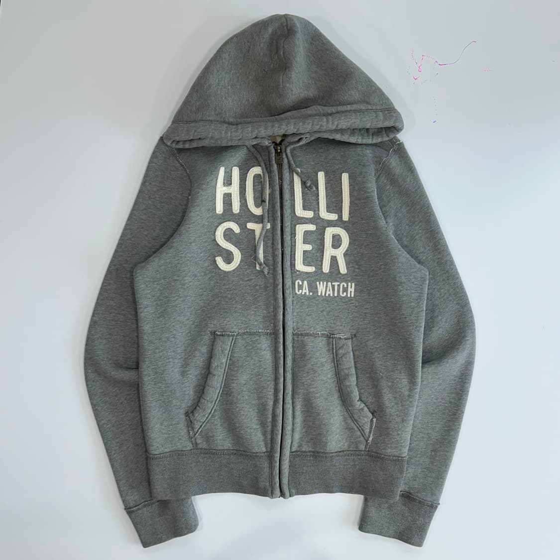 Hollister 홀리스터 아이보리 로고 그레이 후드집업 상품이미지3