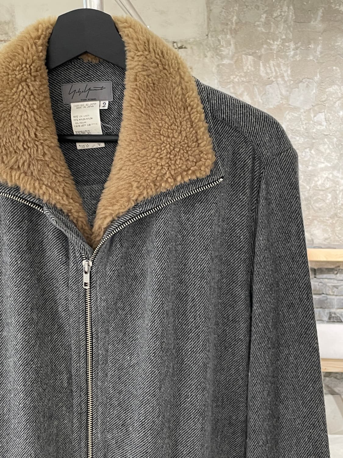 요지 야마모토 뿌르 옴므 그레이 램 스킨 퍼 투 웨이 집업 자켓 상품이미지3